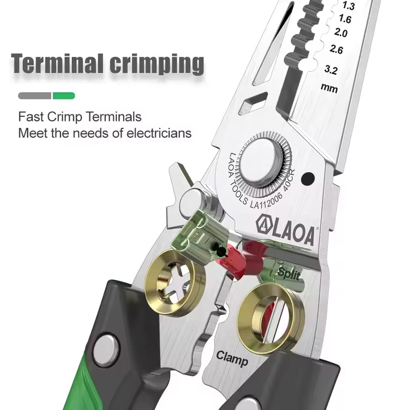 7 in 1 Wire Stripping Pliers Multifunction Electrician Cable Cutting Terminal Crimping Splitting Winding Line Hand Tools