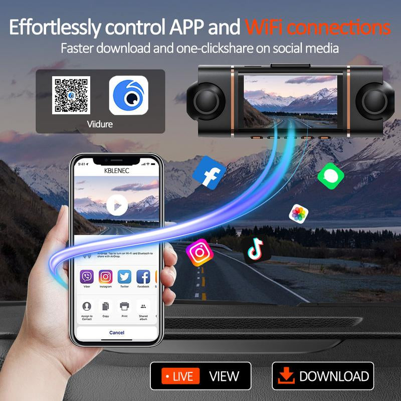 4 Channel Dash Cam Wifi 1080P Full HD, Super Night Vision 8 IR Lights, G-Sensor, Loop Recording, 24/7 Parking Monitor, Multi Rear Camera, Free 32GB TF Card, Wifi Dashcam