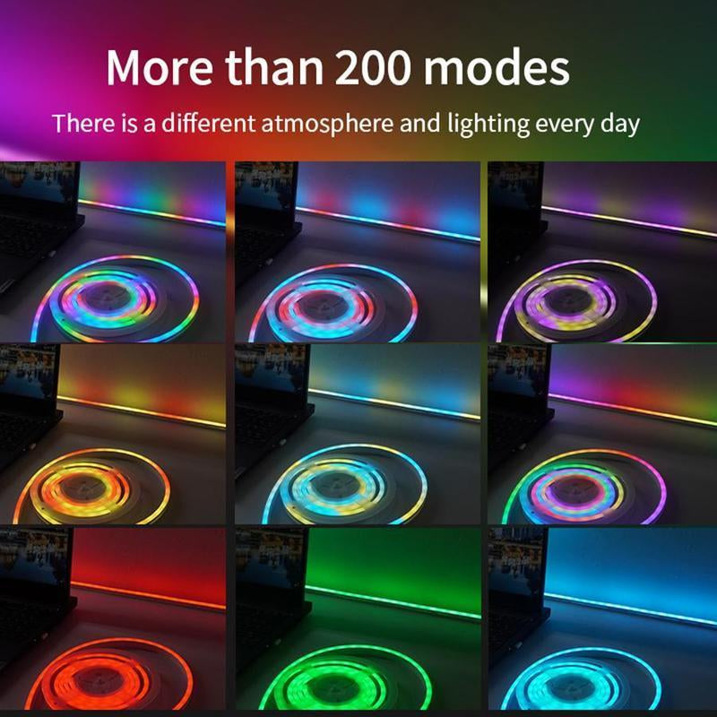 5M RGB Neon Light Strip, Bluetooth APP Controlled LED Mood Lighting with Music Sync & Remote Control, USB Powered Lights for Bedroom, Gaming Room & Party Decor