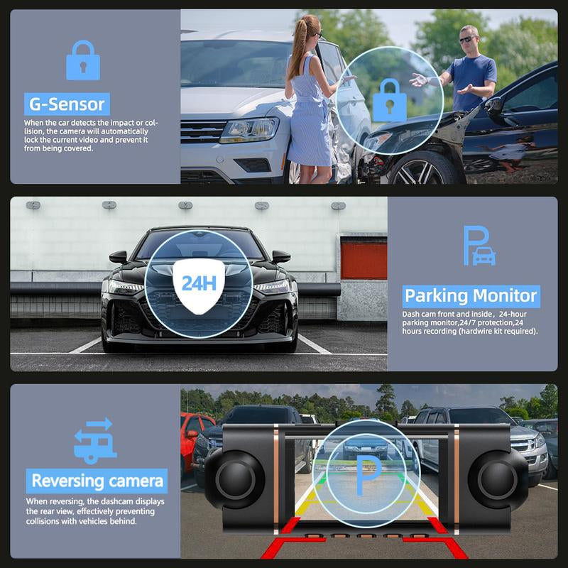 4 Channel Dash Cam Wifi 1080P Full HD, Super Night Vision 8 IR Lights, G-Sensor, Loop Recording, 24/7 Parking Monitor, Multi Rear Camera, Free 32GB TF Card, Wifi Dashcam