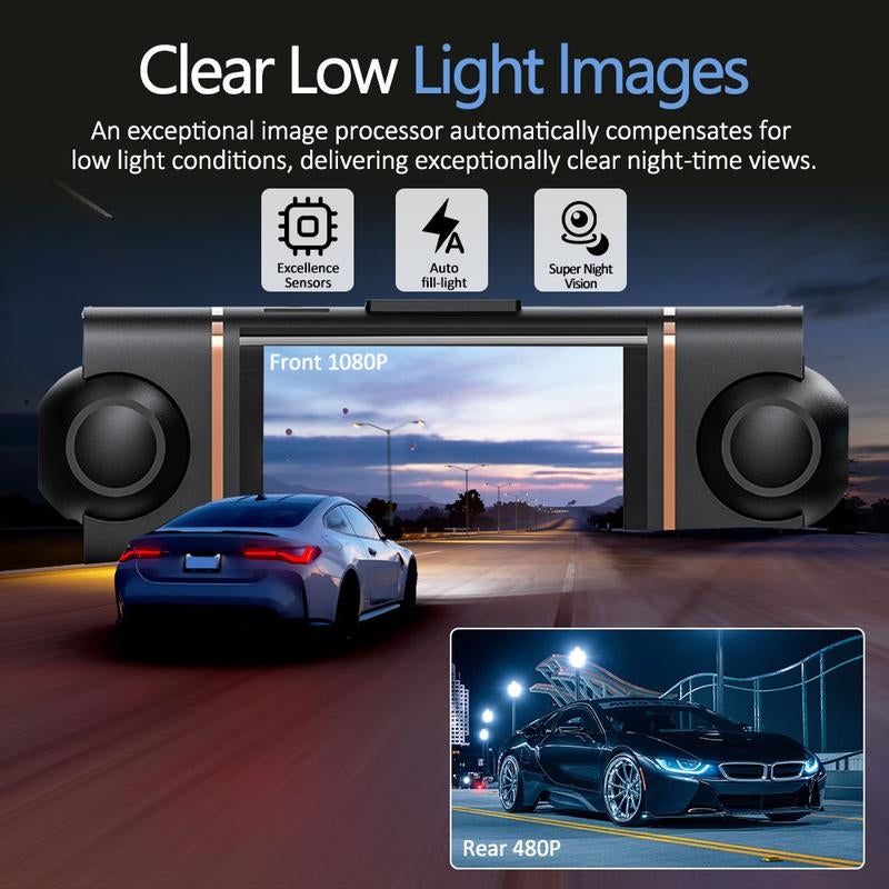 4 Channel Dash Cam Wifi 1080P Full HD, Super Night Vision 8 IR Lights, G-Sensor, Loop Recording, 24/7 Parking Monitor, Multi Rear Camera, Free 32GB TF Card, Wifi Dashcam