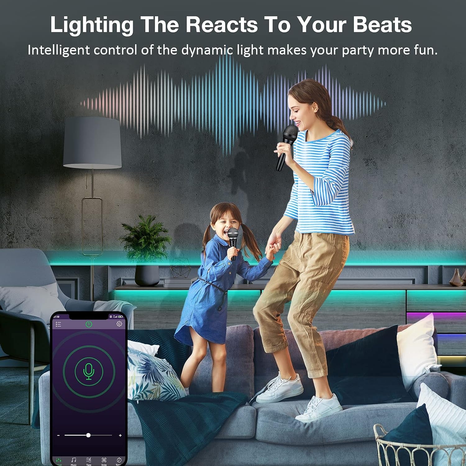 Led Lights for Bedroom 100 Ft, Ultra Long 5050 RGB Led Strip Lights, Smart Music Sync Led Lights Color Changing, Bluetooth App & Remote Control for Room Party Christmas Kitchen