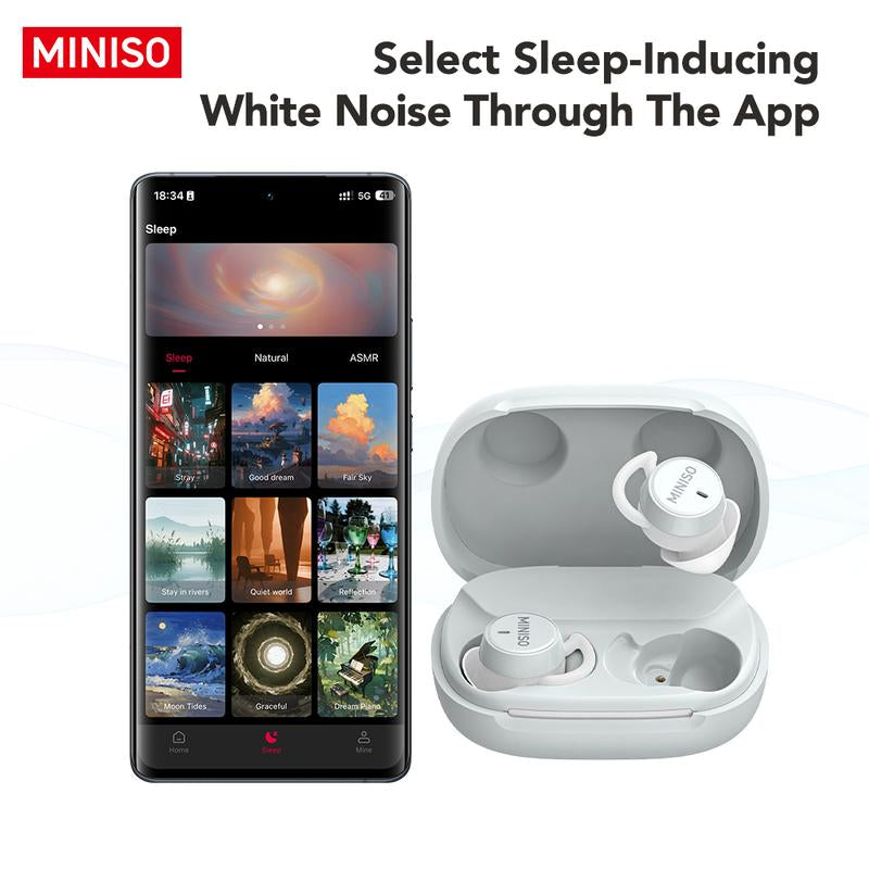 MINISO MS217 Wireless Earbuds Bluetooth 6.0 Headphones, Sleep Earbuds, Waterproof Wireless Earphones, Mini Invisible in Ear Earbuds, Suitable for Office, Sports, Sleeping, Study and Audio Calls, Built in Microphone, Gaming Bluetooth Headphones