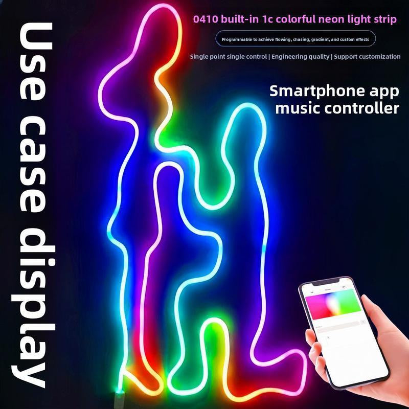 5M RGB Neon Light Strip, Bluetooth APP Controlled LED Mood Lighting with Music Sync & Remote Control, USB Powered Lights for Bedroom, Gaming Room & Party Decor