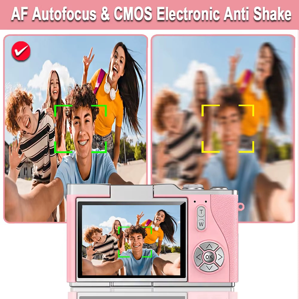 4K CCD Digital Camera for Student 48MP Compact Digital Photography Camera 180°Flip Screen Selfile Camera for Kid Adult Beginners