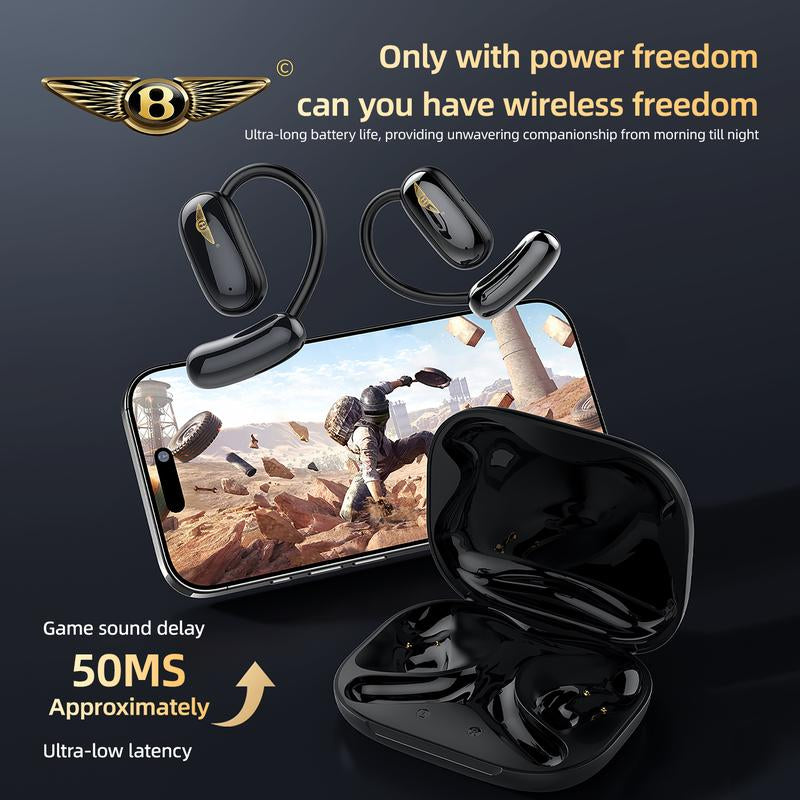 Bentley Bluetooth 6.0 Headphones Open-Ear Waterproof Wireless Hi-Fi Audio with Noise Cancellation & Sporty Design Ideal for Office Sports Study and Audio Calls Gift Box Packaging