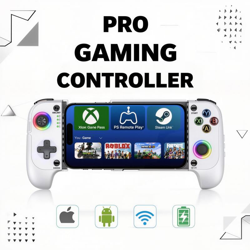 Mobile Gaming Controller for Iphone/Android(100-175Mm), Wireless Gaming Phone Controller with Phone Case Support, Hall Effect Joystick, Turbo - Low Latency Bluetooth Controller Ipad Games Steam