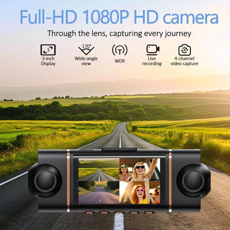 4 Channel Dash Cam Wifi 1080P Full HD, Super Night Vision 8 IR Lights, G-Sensor, Loop Recording, 24/7 Parking Monitor, Multi Rear Camera, Free 32GB TF Card, Wifi Dashcam