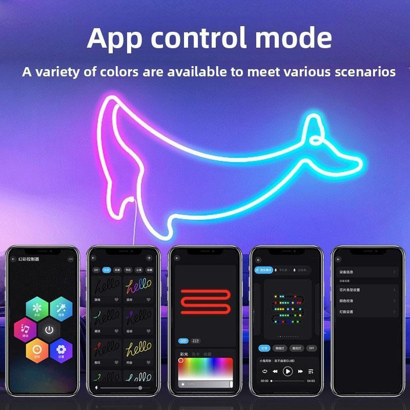 5M RGB Neon Light Strip, Bluetooth APP Controlled LED Mood Lighting with Music Sync & Remote Control, USB Powered Lights for Bedroom, Gaming Room & Party Decor