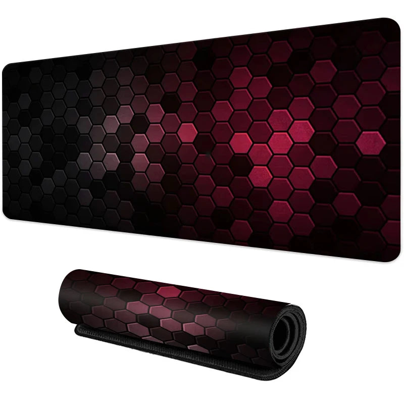 Large gaming Mouse Pad Big Red Blue gradient design non-slip rubber sewn edge gaming desk mat keyboard gamers and office work