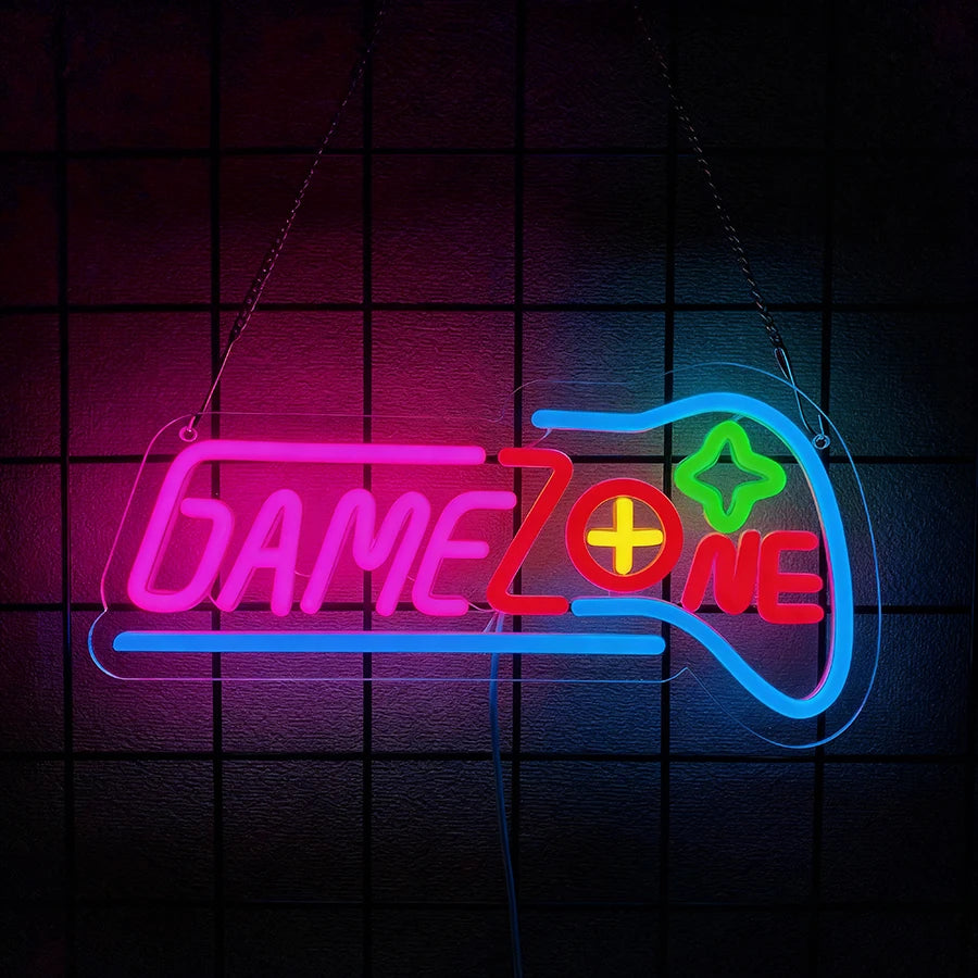Gaming Neon Sign,Colored LED Headset Gamer Neon Lights,USB Powered Lightup Game Signs for Game Zone,Boy Bedroom Wall Decor,Gift