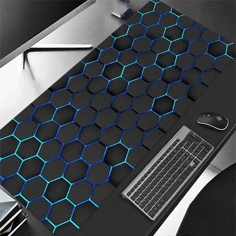 Large gaming Mouse Pad Big Red Blue gradient design non-slip rubber sewn edge gaming desk mat keyboard gamers and office work