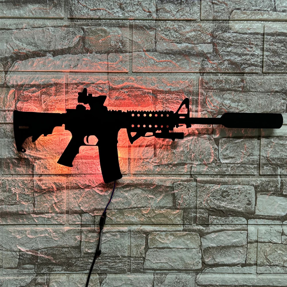 Personalized 3D creative LED gun-shaped luminous wall light interior background Aura Light USB colored night light
