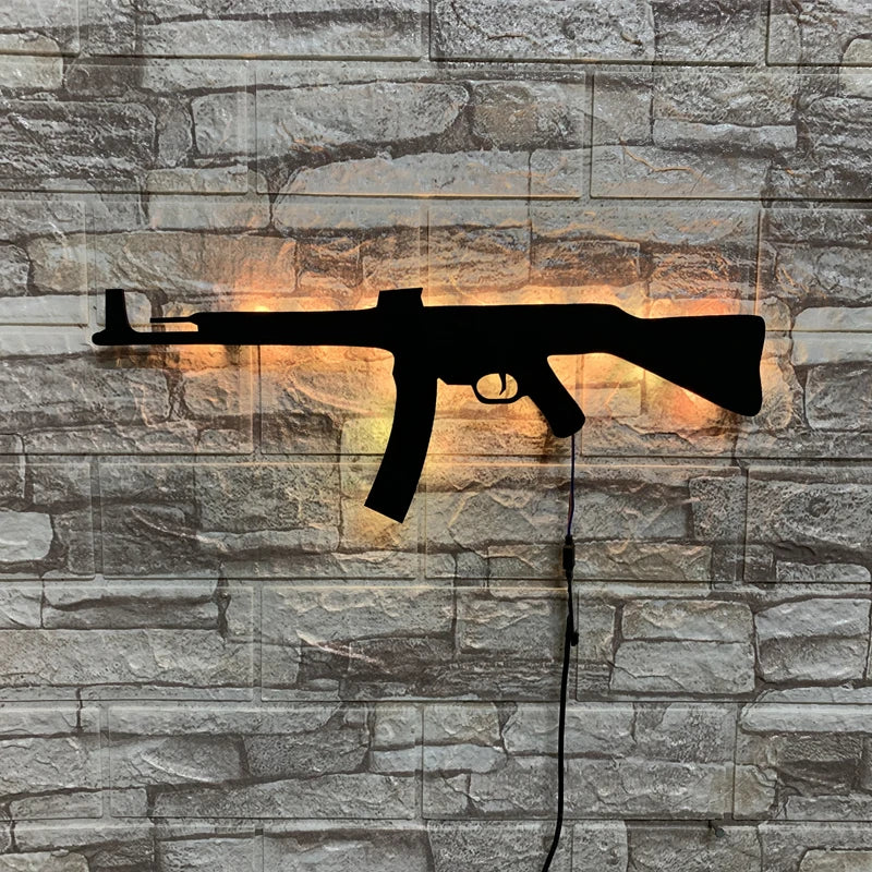 Personalized 3D creative LED gun-shaped luminous wall light interior background Aura Light USB colored night light
