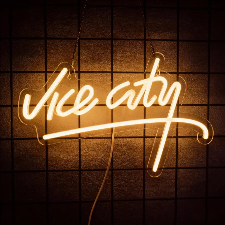 Vice City Series Neon Sign, Led Letter Icon Luminous Wall Lamp, Usb Powered, Used For Room, Bar, Club, Game Room, Man Cave Decor