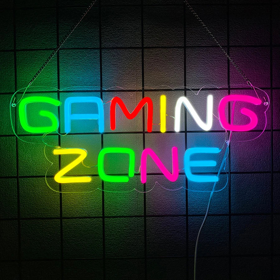 Gaming Neon Sign,Colored LED Headset Gamer Neon Lights,USB Powered Lightup Game Signs for Game Zone,Boy Bedroom Wall Decor,Gift