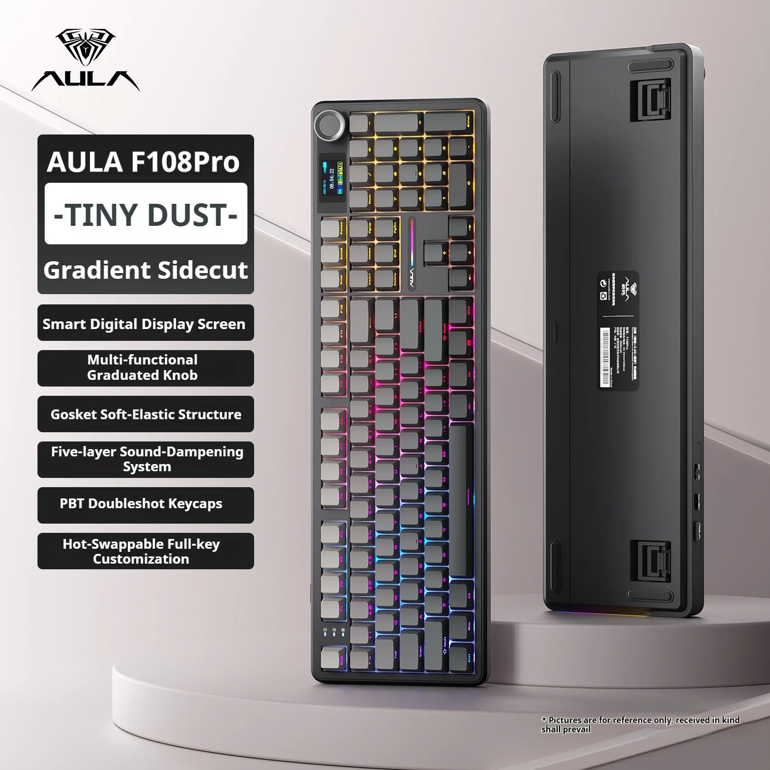 AULA F108 PRO/F108 Mechanical Keyboard Custom 100% Layout RGB Backlight Wireless Bluetooth Hifi Switch Gaming Keyboard
