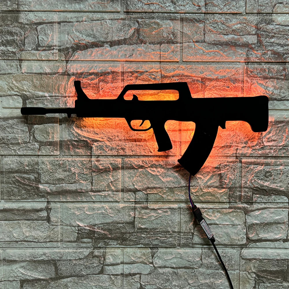 Personalized 3D creative LED gun-shaped luminous wall light interior background Aura Light USB colored night light