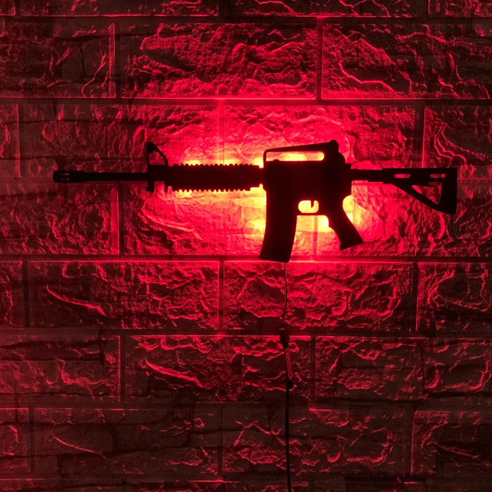 Personalized 3D creative LED gun-shaped luminous wall light interior background Aura Light USB colored night light