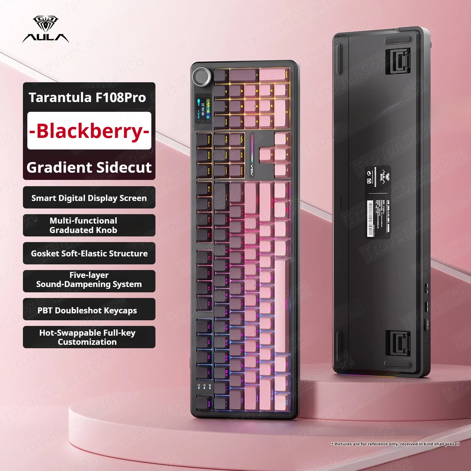 AULA F108 PRO/F108 Mechanical Keyboard Custom 100% Layout RGB Backlight Wireless Bluetooth Hifi Switch Gaming Keyboard