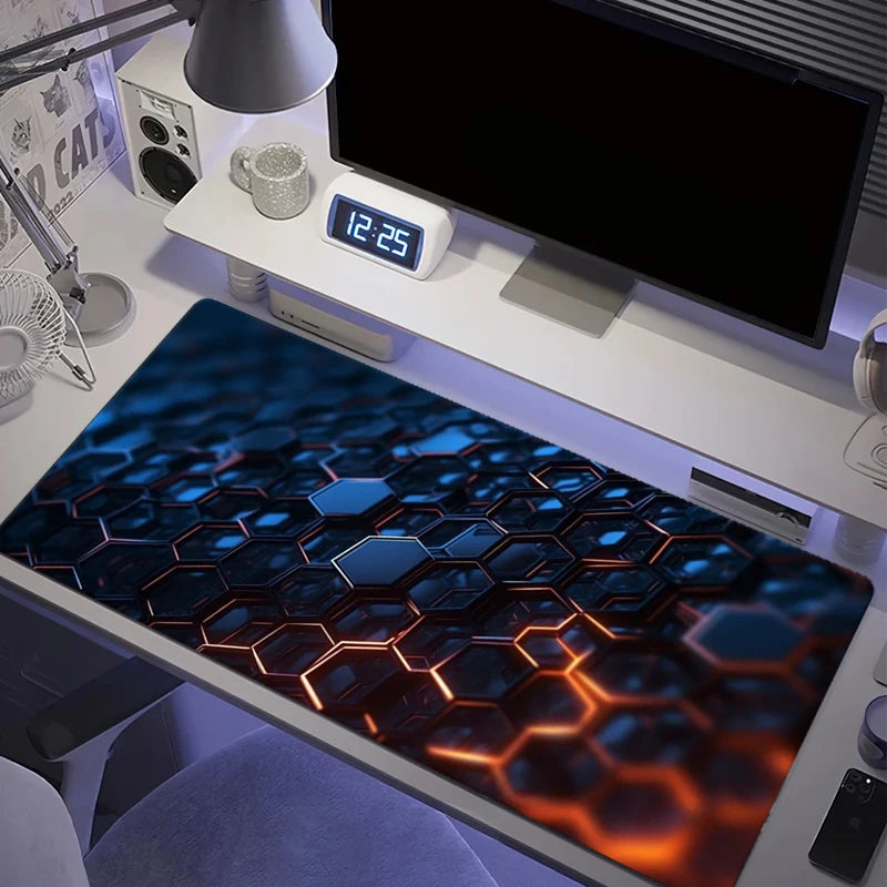 Large gaming Mouse Pad Big Red Blue gradient design non-slip rubber sewn edge gaming desk mat keyboard gamers and office work