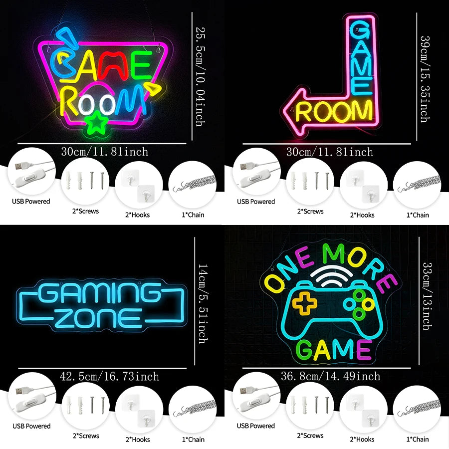 Game Series Neon Sign For Wall Decor,Light Up Sign For Internet Cafe,Game Room Decor,Man Cave,Bedroom,Gift For Teens,USB Powered