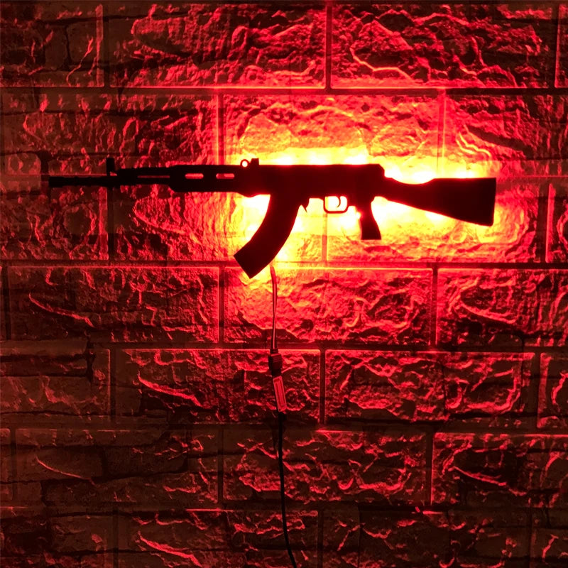 Personalized 3D creative LED gun-shaped luminous wall light interior background Aura Light USB colored night light