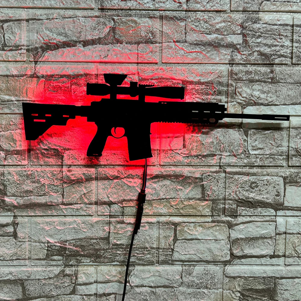 Personalized 3D creative LED gun-shaped luminous wall light interior background Aura Light USB colored night light