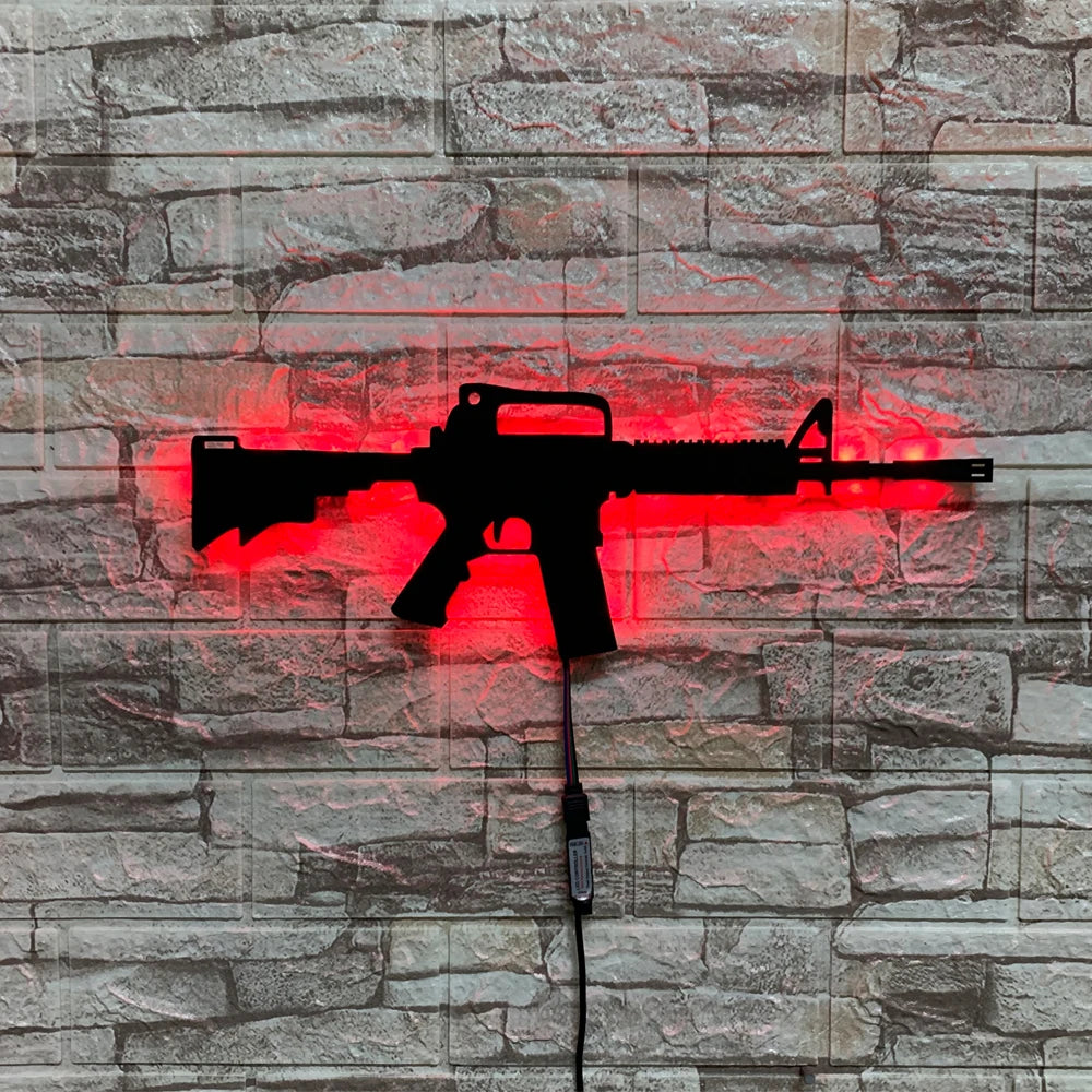 Personalized 3D creative LED gun-shaped luminous wall light interior background Aura Light USB colored night light