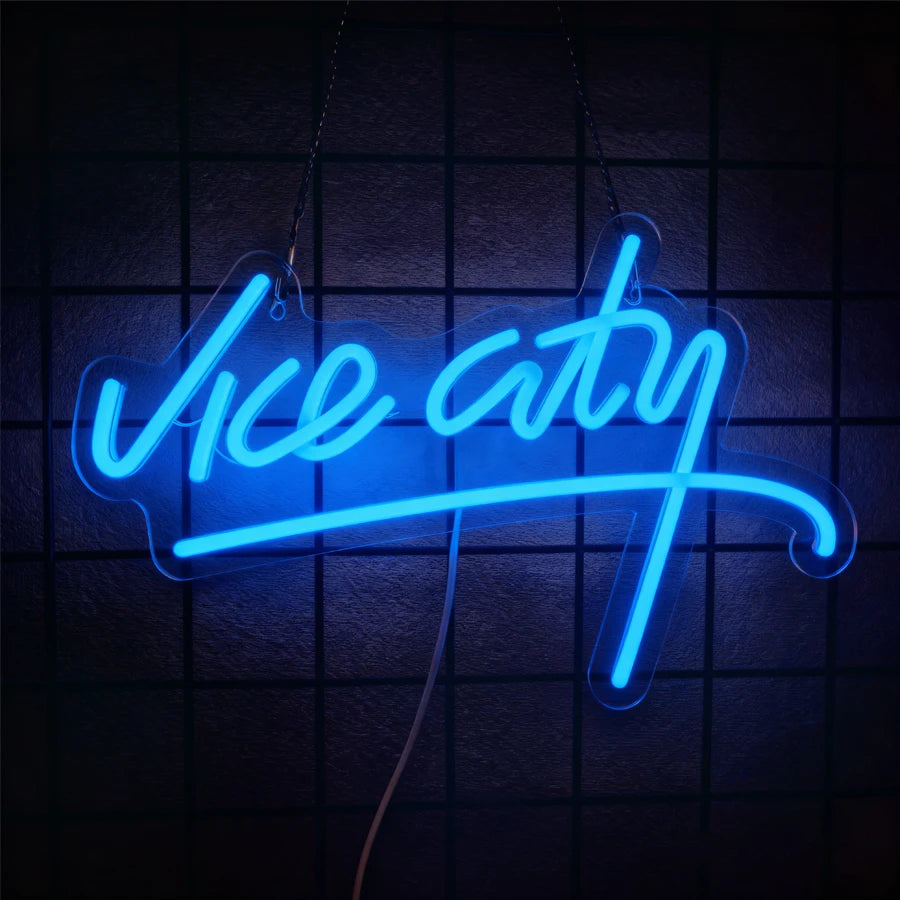 Vice City Series Neon Sign, Led Letter Icon Luminous Wall Lamp, Usb Powered, Used For Room, Bar, Club, Game Room, Man Cave Decor