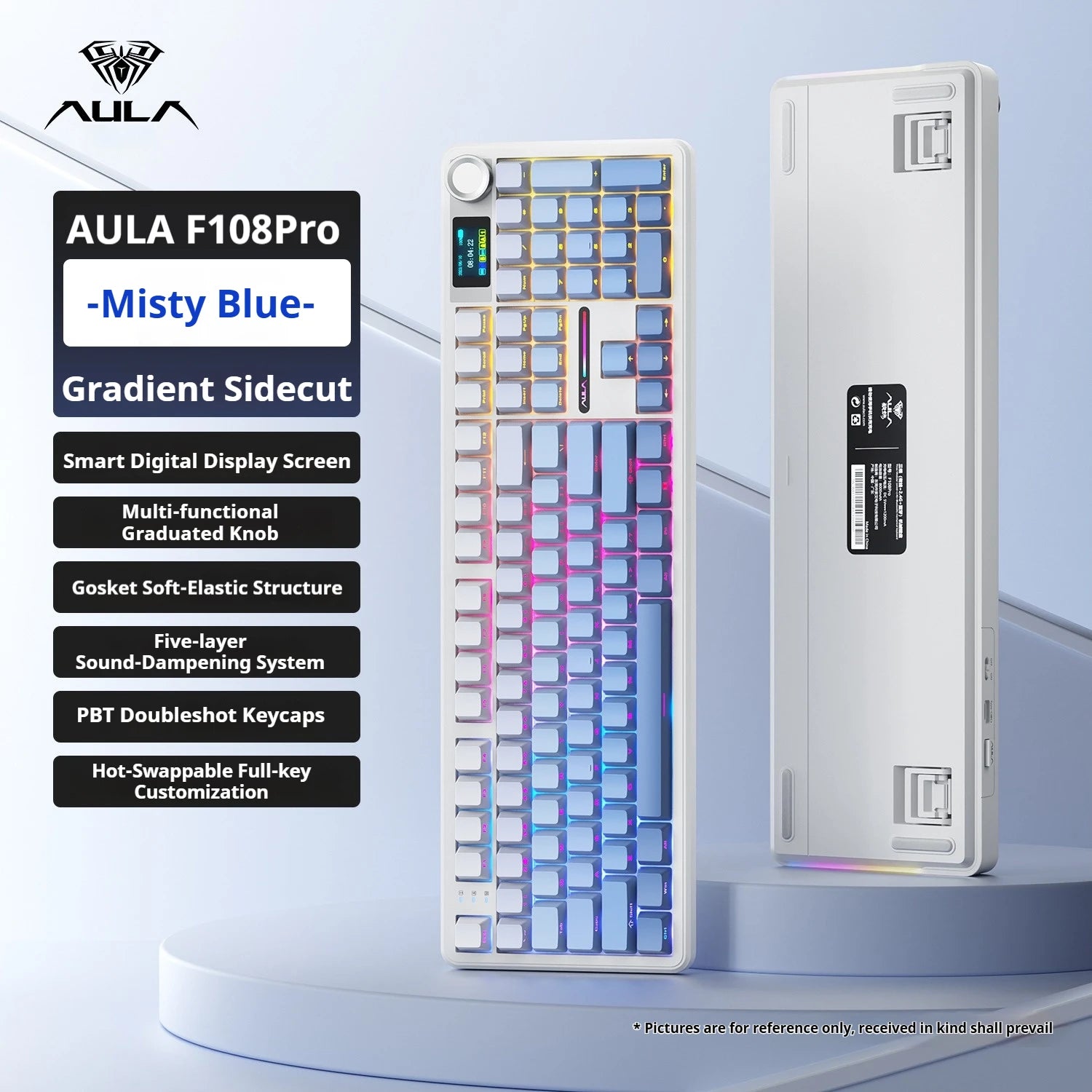 AULA F108 PRO/F108 Mechanical Keyboard Custom 100% Layout RGB Backlight Wireless Bluetooth Hifi Switch Gaming Keyboard