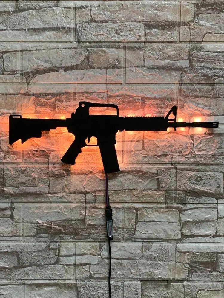 Personalized 3D creative LED gun-shaped luminous wall light interior background Aura Light USB colored night light