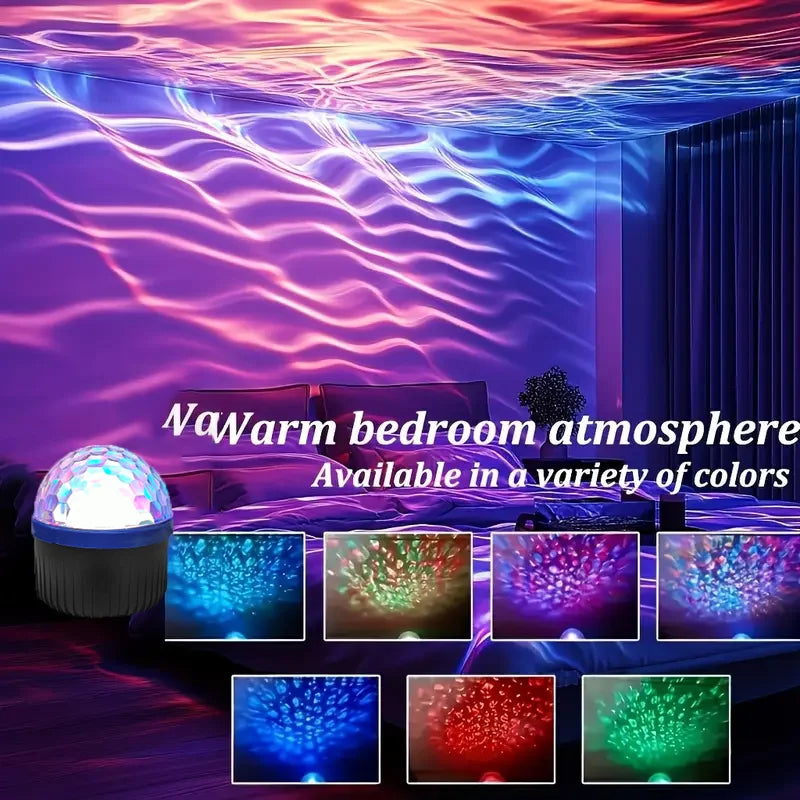 Rotating water wave ambient lighting projector, multi-color selection, party space lights, Northern Lights decorative lights