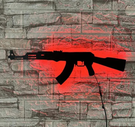 Personalized 3D creative LED gun-shaped luminous wall light interior background Aura Light USB colored night light