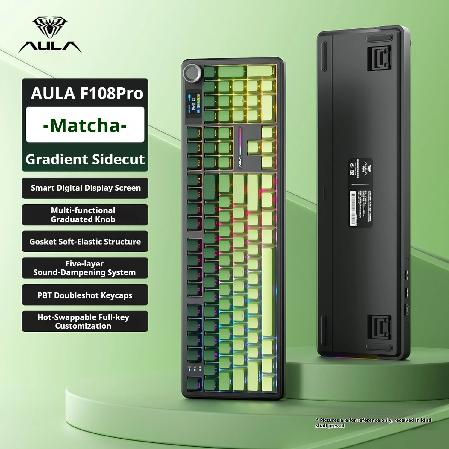 AULA F108 PRO/F108 Mechanical Keyboard Custom 100% Layout RGB Backlight Wireless Bluetooth Hifi Switch Gaming Keyboard