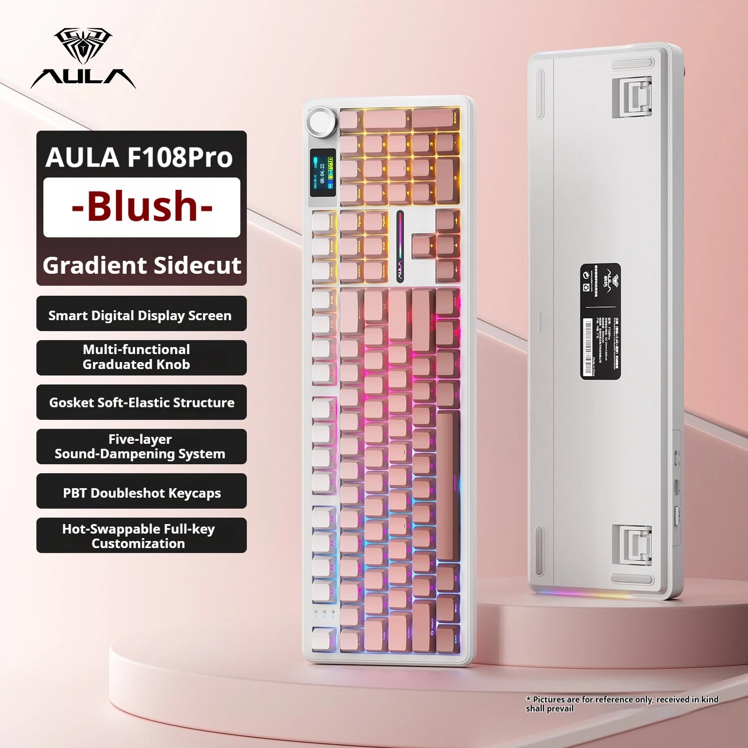 AULA F108 PRO/F108 Mechanical Keyboard Custom 100% Layout RGB Backlight Wireless Bluetooth Hifi Switch Gaming Keyboard