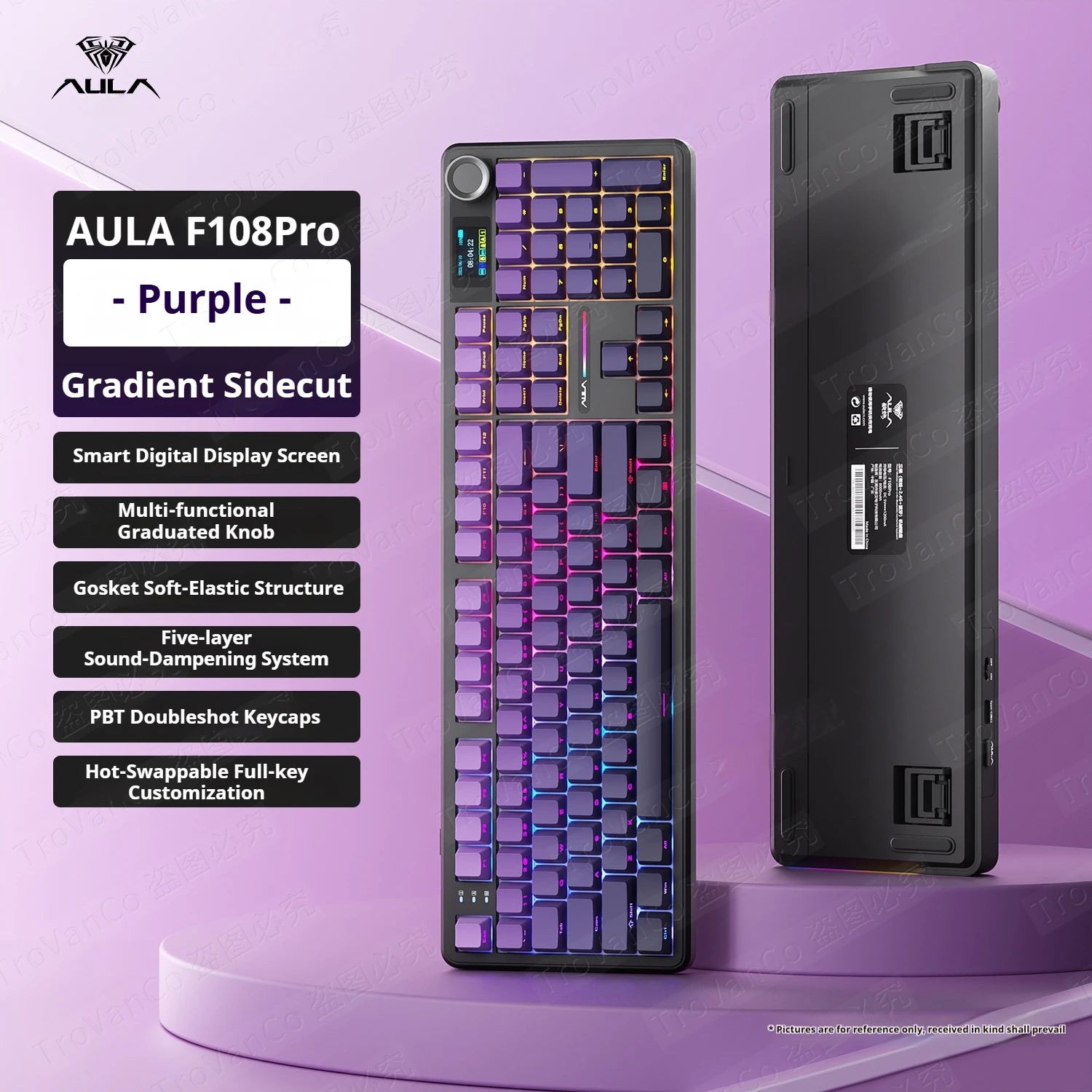 AULA F108 PRO/F108 Mechanical Keyboard Custom 100% Layout RGB Backlight Wireless Bluetooth Hifi Switch Gaming Keyboard