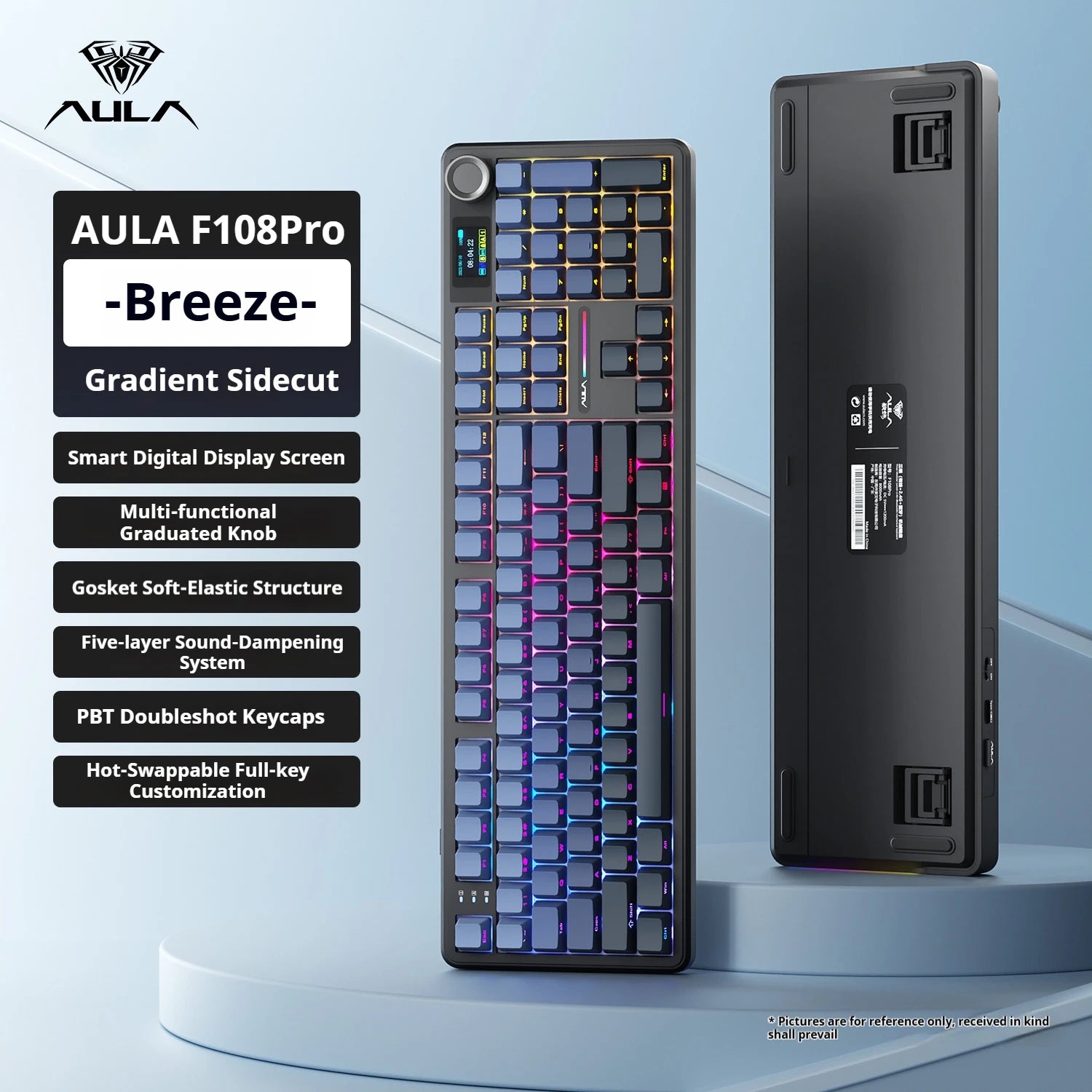 AULA F108 PRO/F108 Mechanical Keyboard Custom 100% Layout RGB Backlight Wireless Bluetooth Hifi Switch Gaming Keyboard