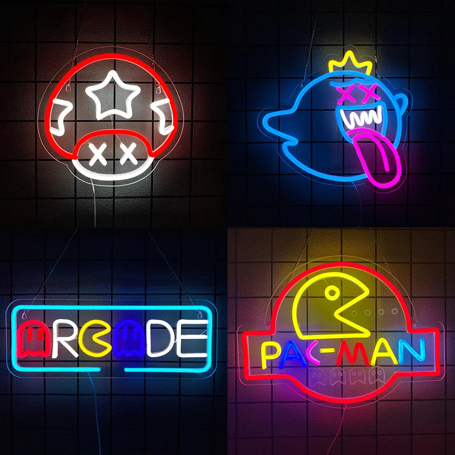 Gaming Neon Sign,LED Mushroom Neon Sign for Game Room Decor, Man Cave, Kids Room -USB Gaming Mushroom Wall Decor -Gamer Gifts