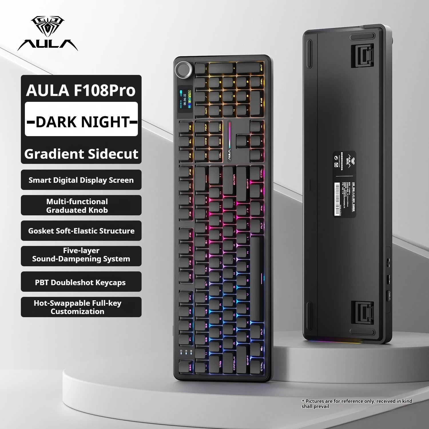 AULA F108 PRO/F108 Mechanical Keyboard Custom 100% Layout RGB Backlight Wireless Bluetooth Hifi Switch Gaming Keyboard