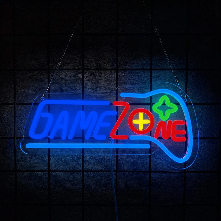 Gaming Neon Sign,Colored LED Headset Gamer Neon Lights,USB Powered Lightup Game Signs for Game Zone,Boy Bedroom Wall Decor,Gift