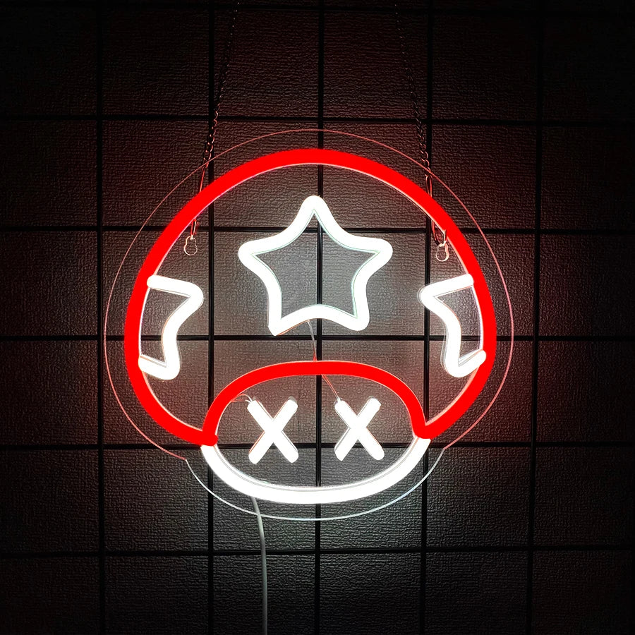 Gaming Neon Sign,LED Mushroom Neon Sign for Game Room Decor, Man Cave, Kids Room -USB Gaming Mushroom Wall Decor -Gamer Gifts