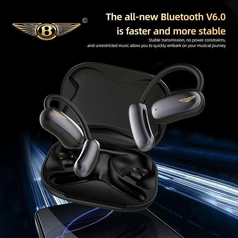 Bentley Bluetooth 6.0 Headphones Open-Ear Waterproof Wireless Hi-Fi Audio with Noise Cancellation & Sporty Design Ideal for Office Sports Study and Audio Calls Gift Box Packaging
