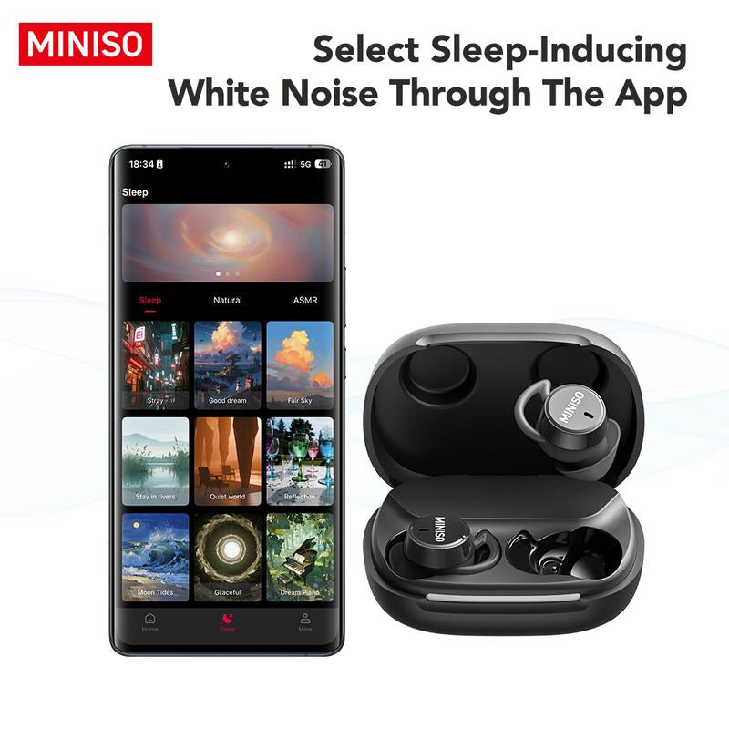 MINISO MS217 Wireless Earbuds Bluetooth 6.0 Headphones, Sleep Earbuds, Waterproof Wireless Earphones, Mini Invisible in Ear Earbuds, Suitable for Office, Sports, Sleeping, Study and Audio Calls, Built in Microphone, Gaming Bluetooth Headphones