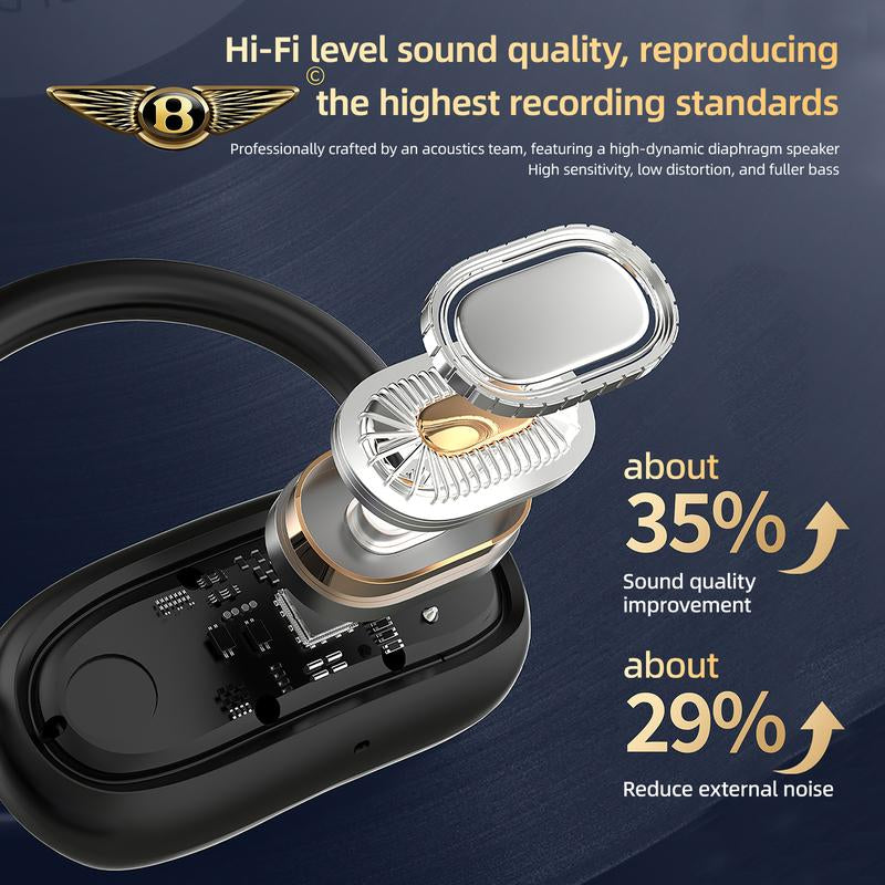 Bentley Bluetooth 6.0 Headphones Open-Ear Waterproof Wireless Hi-Fi Audio with Noise Cancellation & Sporty Design Ideal for Office Sports Study and Audio Calls Gift Box Packaging