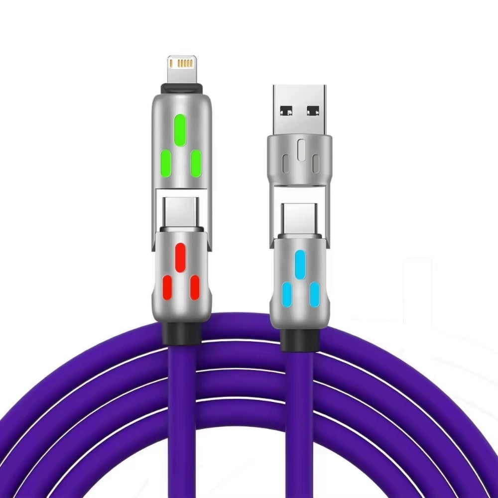 240W Type C Fast Charging Cable 4-In-1 USB PD Silicone Super Fast Charging Cord Type-C to USB a Cable for Iphone Samsung Xiaomi