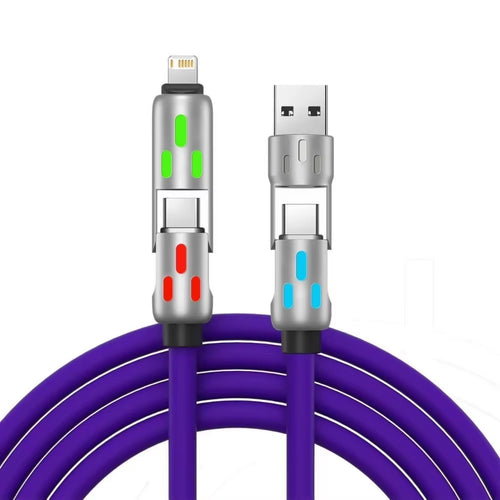 240W Type C Fast Charging Cable 4-In-1 USB PD Silicone Super Fast Charging Cord Type-C to USB a Cable for Iphone Samsung Xiaomi