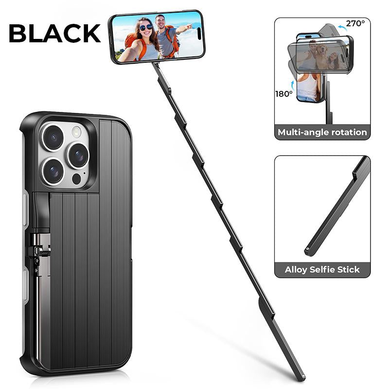 TIDEOK Bluetooth & Extendable Selfie Stick Phone Case for Iphone 13/14/15/16, Shockproof Protection, Abs+Alloy – Handheld for Concerts & Travel