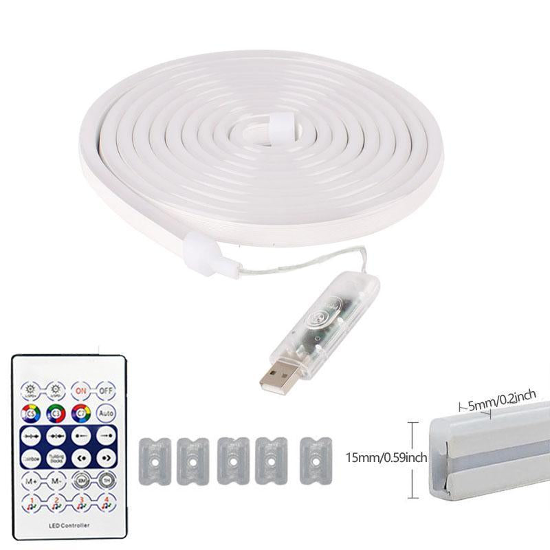 5M RGB Neon Light Strip, Bluetooth APP Controlled LED Mood Lighting with Music Sync & Remote Control, USB Powered Lights for Bedroom, Gaming Room & Party Decor