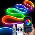 5M RGB Neon Light Strip, Bluetooth APP Controlled LED Mood Lighting with Music Sync & Remote Control, USB Powered Lights for Bedroom, Gaming Room & Party Decor